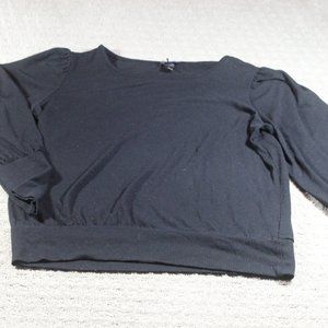 I.N. Studio Size PL Black Puffy Sleeve Sweater